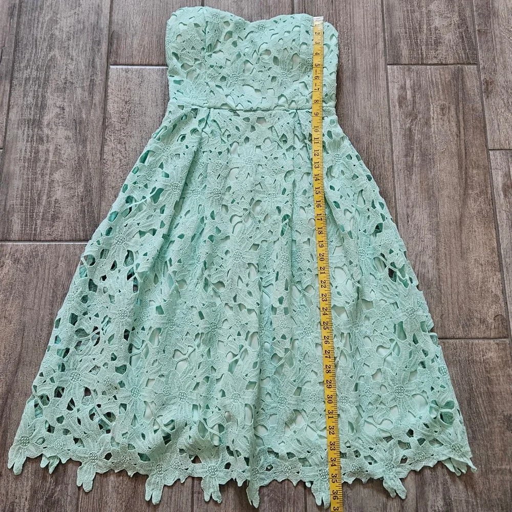 Alya Francesca's Strapless Lace Dress Size S Mint NEW Floral Sweetheart Midi
